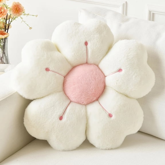 Soft Plush Daisy Flower Throw Pillow Decorative Cushion White Pink Floral Shaped Pillow for Bed Sofa Bedroom Home Decor
