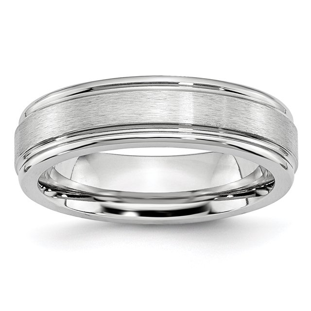 Cobalt Ridged Edge 6mm Wedding Band Ring Man Classic Flat W/edge For Dad Mens For Him