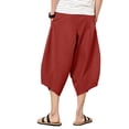 thumbnail image 6 of Zylarhe Casual Pants for Men, Men Summer Casual Mid Waist Loose Cropped Harem Pants With Pockets Red L, 6 of 8