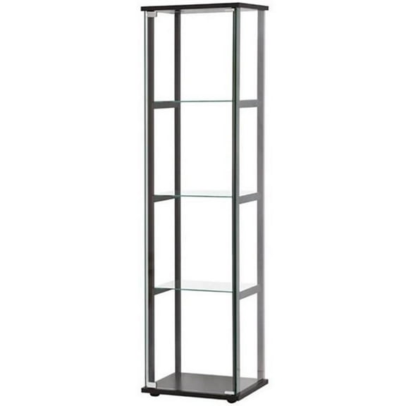 Kingfisher Lane 4 Shelf Glass Curio Cabinet in Black
