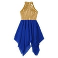 thumbnail image 4 of YONGHS Kids Girls Metallic Liturgical Praise Dance Dress Sleeveless Worship Church Robe Dancewear Blue 6, 4 of 7