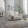 thumbnail image 2 of EUROCO Velvet Pull Out Sofa Bed, 3-in-1 Convertible Loveseat Sleeper Sofa with 2 Side Pockets, Tri-Fold Multi-Function Floor Gaming Sofa Bed, Fold Out Daybed for Living Room/Apartment,Beige, 2 of 8