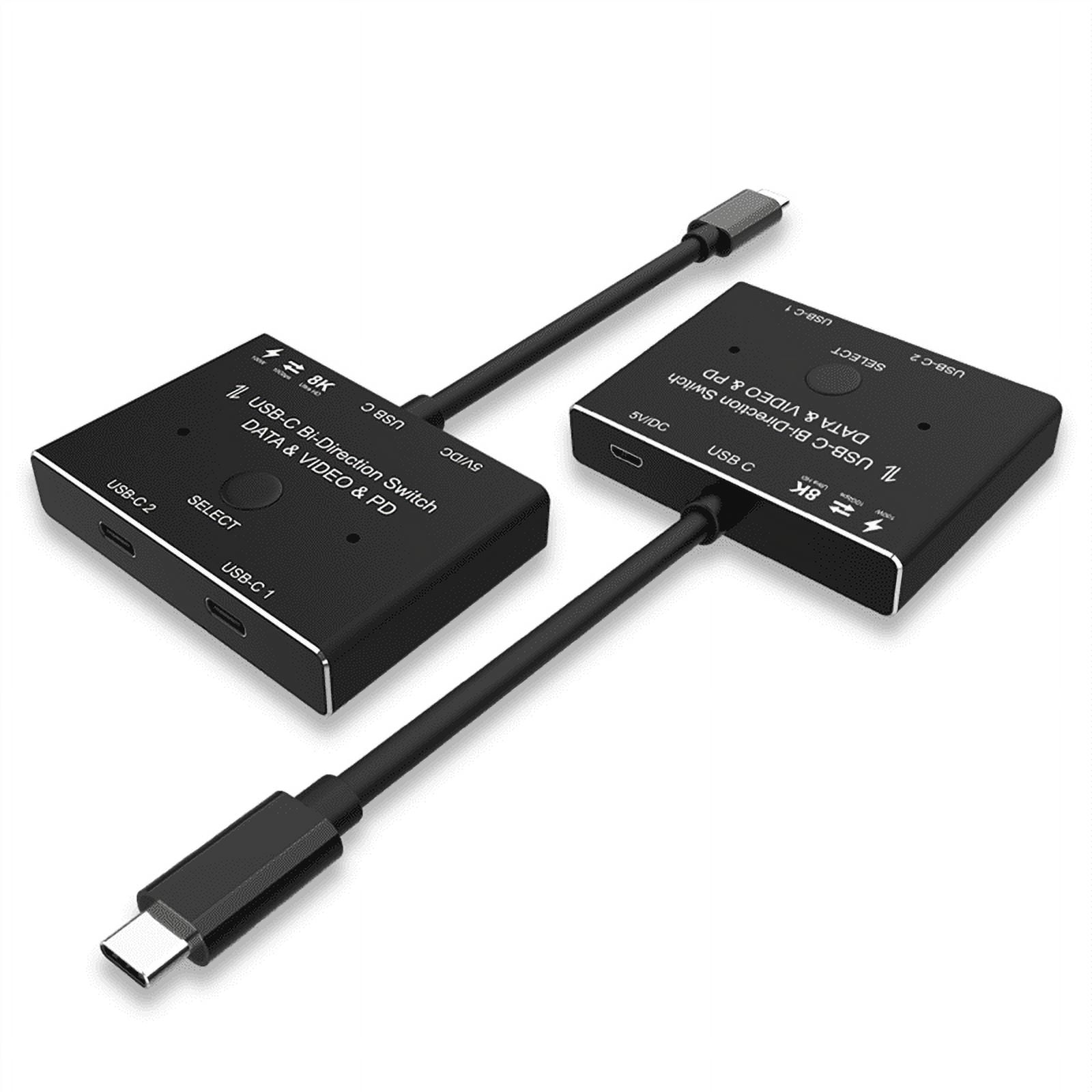 KVM USB C Two-Way Switch 1X2/2X1 USB 3.1 Splitter Data Video Switcher 8K @30Hz PD 100W for PC Monitor Mobile Phone