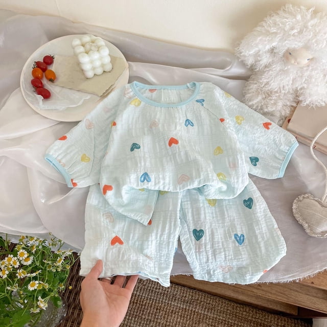Conjuntos de blusas y camisas de cuello redondo y manga corta, pijamas finos de verano para niñas, ropa bonita para el hogar, pantalones cortos de manga corta, ropa con aire acondicionado, conjunto de