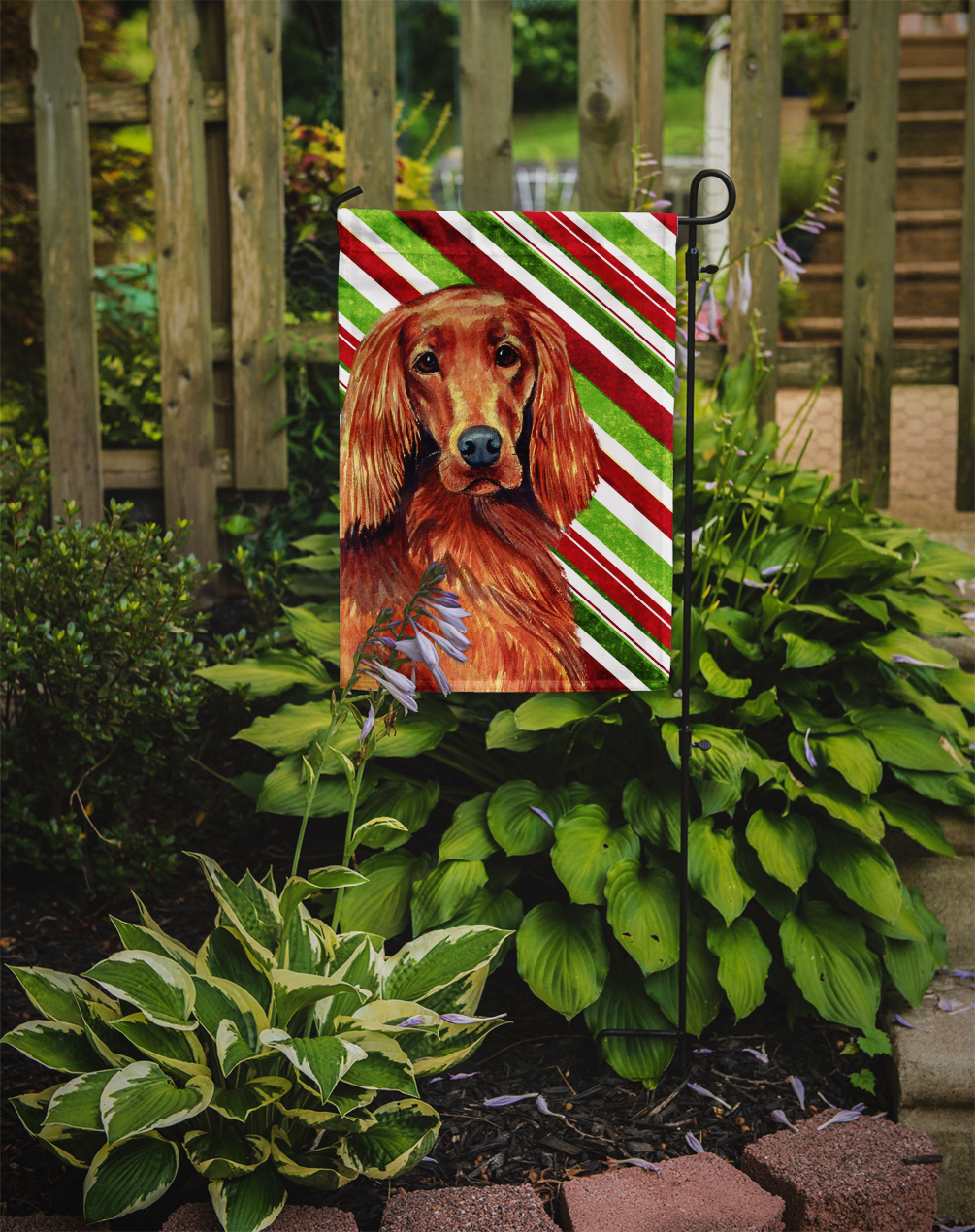 Irish Setter Candy Cane Holiday Christmas Garden Flag