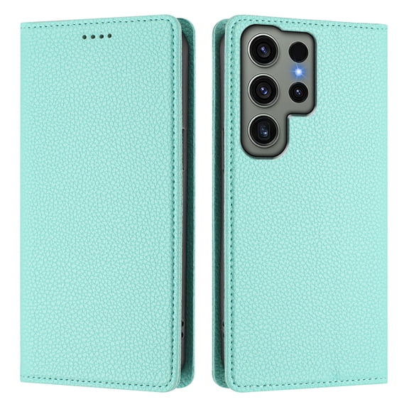Magnetic Flip Wallet Case for Samsung Galaxy S23 Ultra,Compatible Card Holder with RFID Protection Built-in Stand TPU PU Leather Phone Cover, Mint green