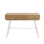 Linon Carter Wood and Metal Three Drawer Desk in White