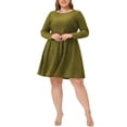 thumbnail image 1 of Agnes Orinda Women's Plus Size Round Neckline Cocktail A Line Glitter Sequin Midi Dress Gold 2X, 1 of 7