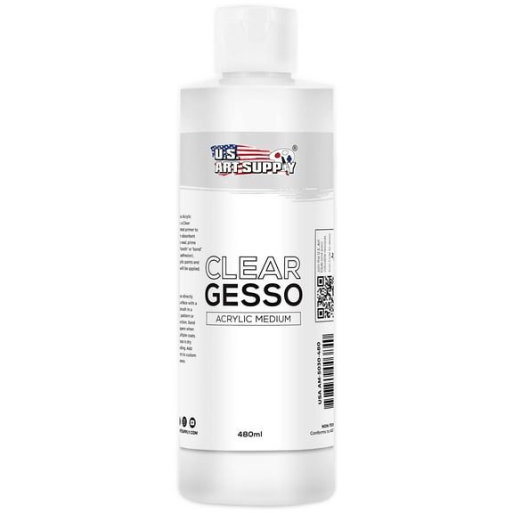 U.S. Art Supply Clear Gesso Acrylic Medium, 480ml Bottle