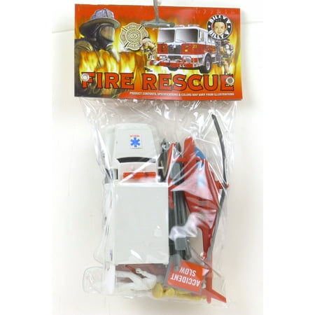 Billy V Toys Fire Rescue Small Bag of Plastic Fire Fighters, Ambulance and Rescue