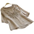 thumbnail image 1 of CHOK Women Plus Size Casual Loose Linen 3/4 Sleeve Solid Boho Tunic Blouses Tops, 1 of 4