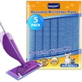 thumbnail image 1 of 5 Pack, Blue (Mop is Not Included), Reusable Wetjet Pads for Swiffer WetJet Spray Mop Kit, Washable Mop Refills, 1 of 4