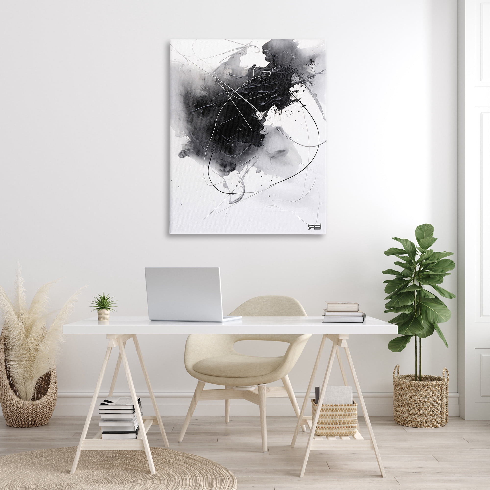 Stupell Industries Contemporary Watercolor Smear Abstract Painting Gallery Wrapped Canvas Art Print Wall Art, 36 x 48