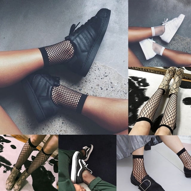 Women Girls Fishnet Ankle High Socks Lady Mesh Lace Fish Net Short Socks Sanwood