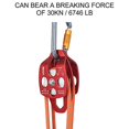 thumbnail image 5 of NewDoar 30 KN CE Certified Large Rescue Pulley Double Sheave with Swing Plate for Outdoor Mountaineering Rock Climbing Rescue(Red 1pcs), 5 of 5