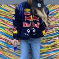 thumbnail image 4 of Veste de Baseball d'Hiver pour Femmes Rétro Ample Vêtements de Course Moto pour Fête Vacances, 4 of 5
