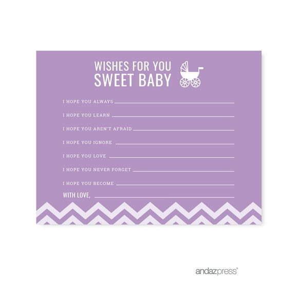 Wishes For Baby Lavender Chevron Baby Shower Games, 20-Pack