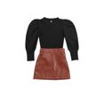 thumbnail image 2 of FAROOT 2 Pcs Tenues d'Automne pour Filles Tout-Petits, Hauts à Manches Longues Bouffantes + Jupe en Cuir, 2 of 7