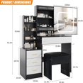 thumbnail image 4 of Vanity Desk with Sliding Mirror and Lights, Makeup Vanity Set with Power Outlet, 4 Drawers, Stool, Makeup Dressing Table for Bedroom, 4 of 7