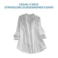 thumbnail image 4 of Camisa de mujer Manga larga Primavera Otoño Blusa Cuello en V Chica Top suelto, Blanco, 5XL Kearding AP000936-23, 4 of 7