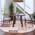 thumbnail image 3 of Round Area Rug 8 Ft, Boho Spring Floral Washable Non-Slip Circle Carpet for Living Room/Bedroom, Vintage Flowers Patchwork Plaid Pink Collection Low-Profile Large Area Rugs for Indoor, 3 of 8