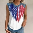 thumbnail image 4 of Tank Tops for Women Diagonal Stripe Star Round Neck Sleeveless Shirts Casual Loose Fit Trendy Patriotic Camisole Blouse White 2XL, 4 of 6