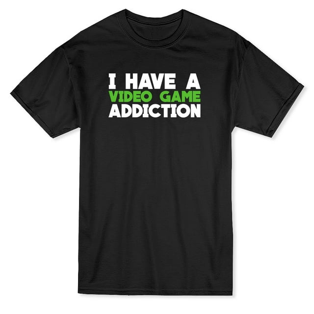 T-shirt Noir pour Hommes avec Graphique de Jeu Vidéo "I Have A Addiction"