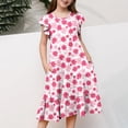 thumbnail image 6 of LJEFF Girls Floral Dresses with Pockets, Cute Casual Short Sleeve Ruffle Kids Summer Midi Dresses Multicolor Size 6, 6 of 6