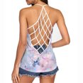 thumbnail image 4 of Moda mujer casual cuello redondo Slim Fit impresión digital malla ahueca hacia fuera las camisetas sin mangas blusa Fridja hjk928, 4 of 6