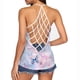 thumbnail image 4 of Moda mujer casual cuello redondo Slim Fit impresión digital malla ahueca hacia fuera las camisetas sin mangas blusa Fridja hjk927, 4 of 6