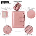 thumbnail image 5 of Small Women Wallet Genuine Leather Rfid Blocking Bifold Zipper Pocket Card Holder with Id Window Wax Pink, 5 of 5