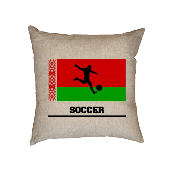 Belarus Olympic - Soccer - Flag - Silhouette Decorative Linen Throw Cushion Pillow Case with Insert