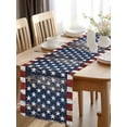 thumbnail image 2 of Burlap Table Runner 60 Inches Long, Retro Farmhouse Stars Stripes Non-Slip Kitchen Table Runners for Dining Room Everyday Use Party Table Decorations Shabby Wood Plank American Flag, 2 of 9