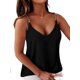 thumbnail image 1 of Mujeres cuello en V sin mangas sólido Tank Tops camisa blusas casual SummerBlack-chain LinkedX-Large, 1 of 5