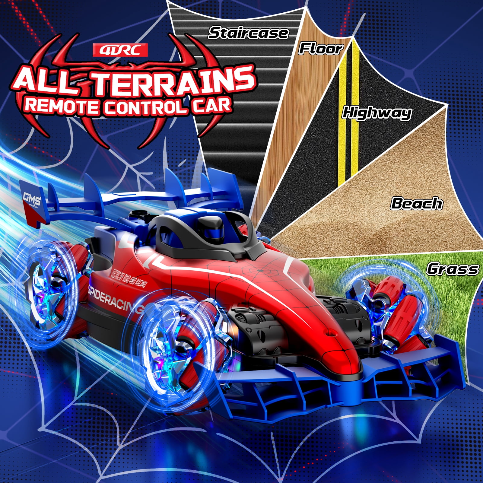 4DRC RC Racing Car, 1:12 4WD Toy Cars Buggy 2.4Ghz High Speed Remote Control Car Drift Car, Sideways Driving, with Watch Control.for Boys & Gift for Kids Red