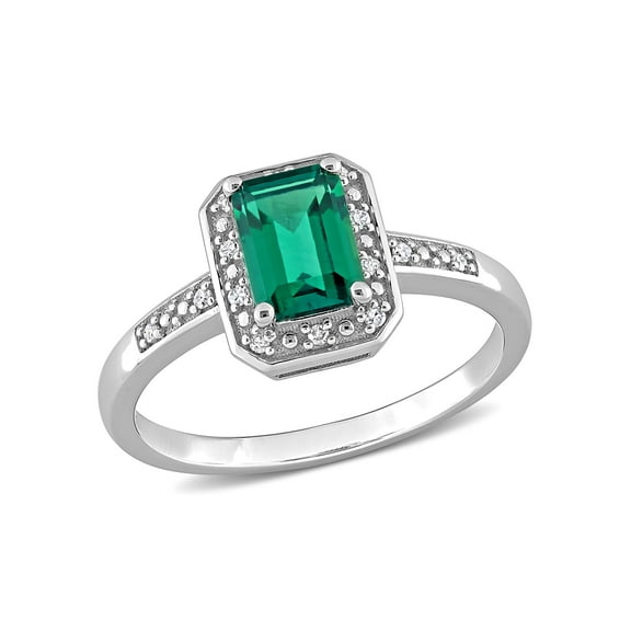 Everly Women's Created Emerald 10k White Gold Ring