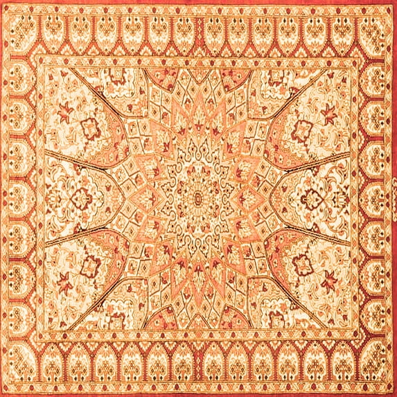 Ahgly Company Indoor Square Medallion Orange Traditional Area Rugs, 8' Square