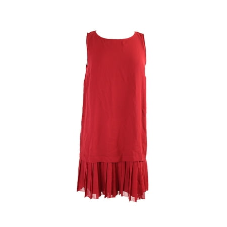 Kensie Garnet Sleeveless Pleat-Detail Crepe Chiffon Dress L