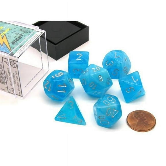 GND Luminary Sky & Silver Dice - Set of 7