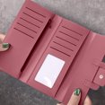 thumbnail image 3 of Zunfee Women's Faux Leather Wallet - Hot Pink, Long Fold Slim Wallet with Flap Buckle Closure, Water-Resistant, Affordable Everyday Wallet for Work & Travel, Free Size, 3 of 3