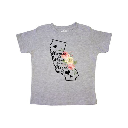 

Inktastic California Home is Where the Heart is with Watercolor Floral Gift Toddler Boy or Toddler Girl T-Shirt