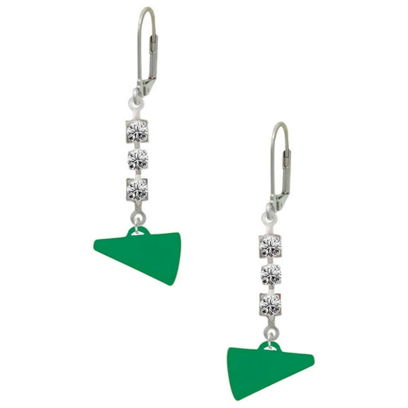 Acrylic 3/4" Green Megaphone Crystal Madison Leverback Earrings