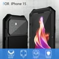 thumbnail image 3 of Dteck for iPhone 15 Metal Case with Screen Protector Camera Protector Military Rugged Heavy Duty Shockproof Case with Stand Full Cover Tough Kickstand case for iPhone 15, black, 3 of 8