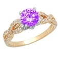 thumbnail image 2 of 1.42 ct Round Cut Natural Amethyst Solitaire with Accents Engagement Ring for Women in 18K Yellow/White Gold, 2 of 2
