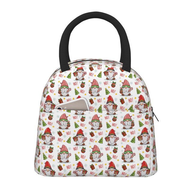 Balery Merry Christmas Santa Bolsa de Almuerzo para Mujeres, Caja de Almuerzo, Bolsa de Almuerzo Pequeña Impermeable, Tote de Almuerzo Reutilizable con Gran Capacidad
