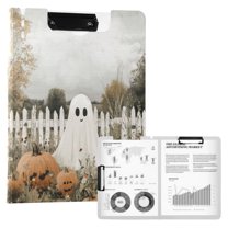 FORMRS A4 Clipboard Folder with Pen Holder Horizontal Foldable School Office Binder, Halloween Pumpkin Field