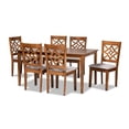 thumbnail image 2 of Baxton Studio Nicolette Modern and Contemporary Grey Fabric Upholstered and Walnut Brown Finished Wood 7-Piece Dining, 2 of 7