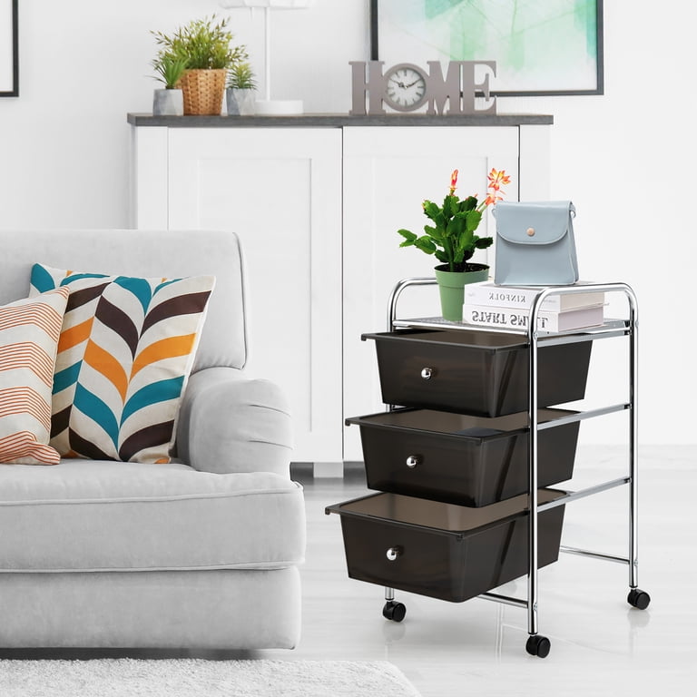 Plastic Drawer Storage Costway 10-Drawer 4-Wheeled Plastic Storage Cart ...