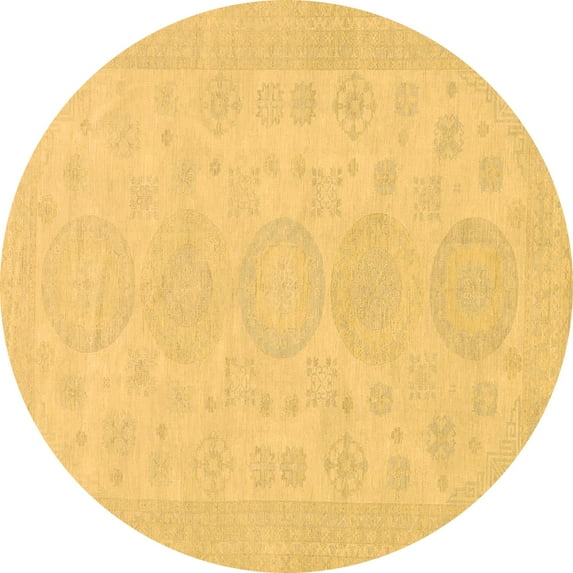 Ahgly Company Indoor Round Abstract Brown Modern Area Rugs, 4' Round