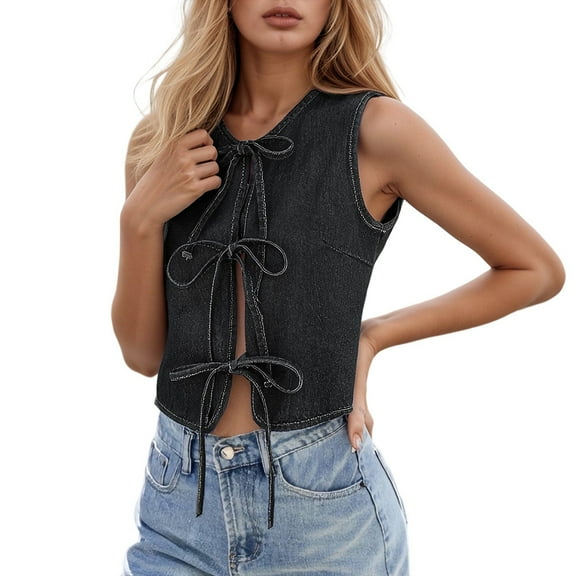 Women's Washed Belted Vest Stylish And Versatile